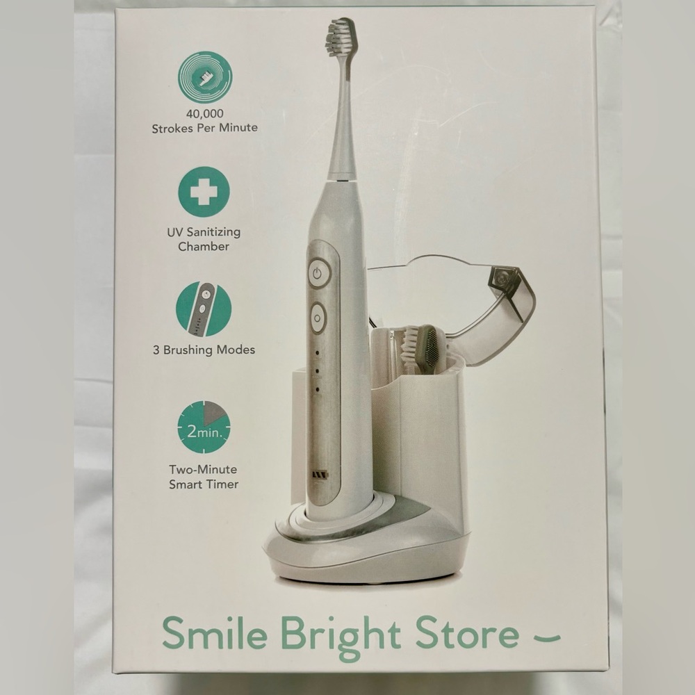 Smile Bright Store Platinum Sonic Toothbrush w UV Recharge Base New In Box